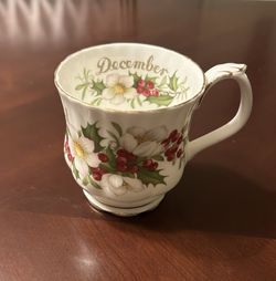 Royal Albert Bone China Flower Of The Month December Christmas Rose. Cup only no saucer. Vintage 1970