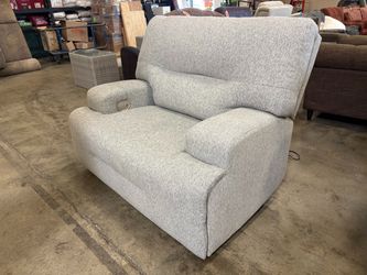 ASHLEY FURNITURE Acklen Place Wide Seat Power Recliner with Adjustable Headrests in Pewter