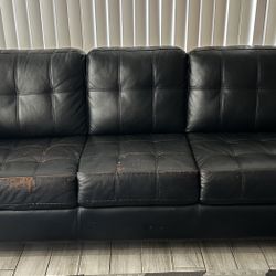 Black Faux leather Couch 
