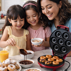🍩 Red Mini Donut Maker – Family Breakfast Favorite 🍓☀️