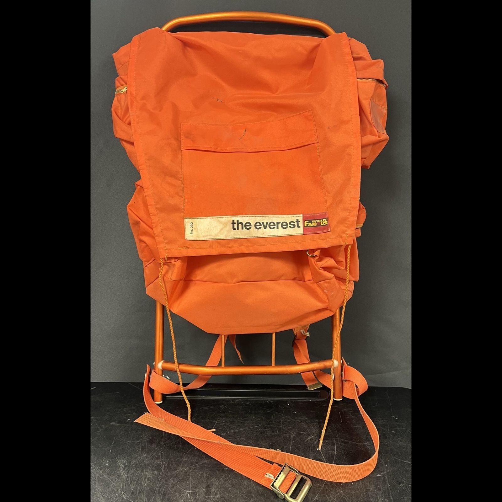 The Everest "World Famous" Pack No 232 Aluminum Frame Hiking Backpack, Orange