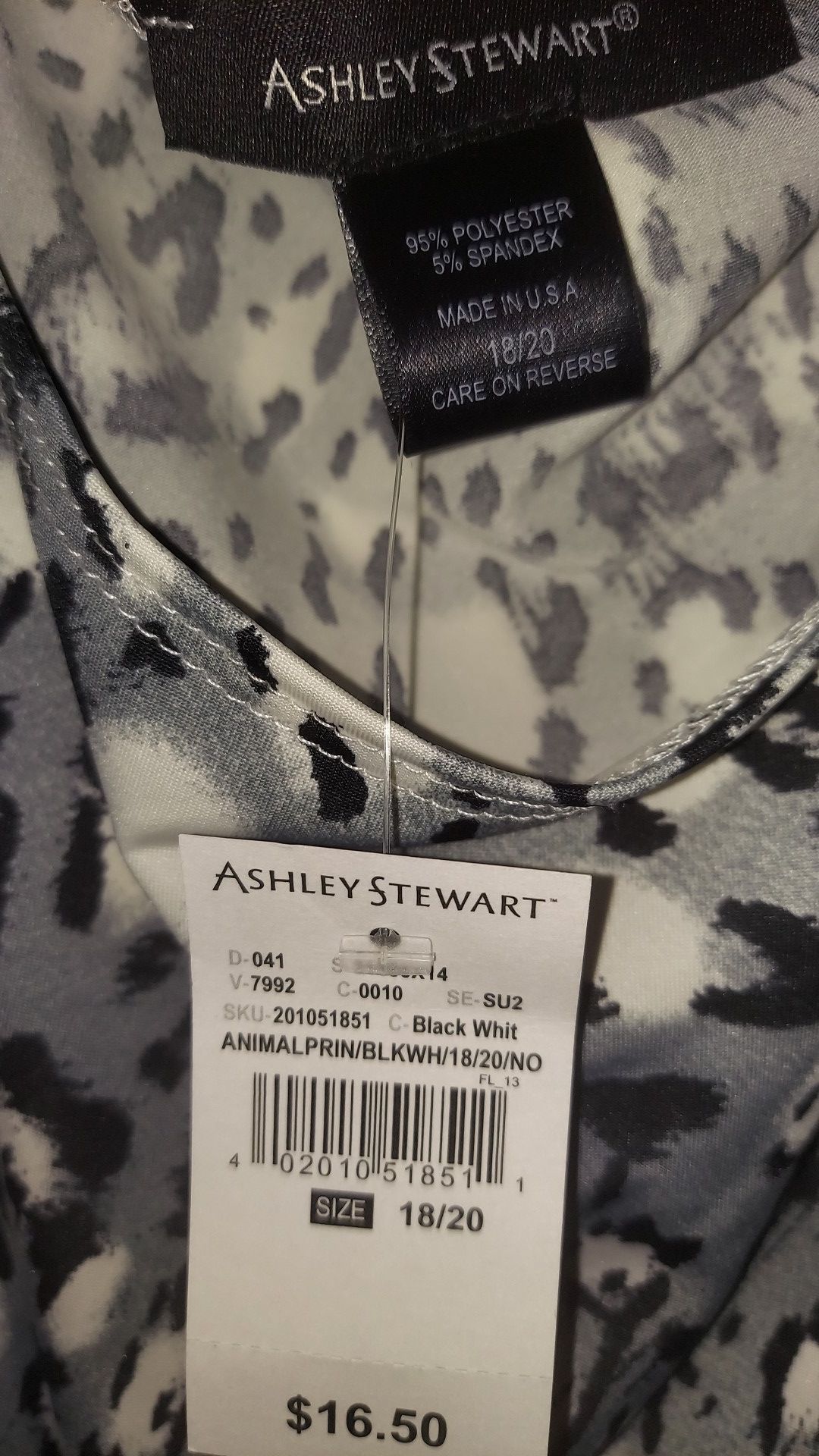 New tags Ashley Stewart gray leopard print tank top