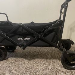 BEAU JARDIN - Folding Beach Wagon with Double Brake, Black