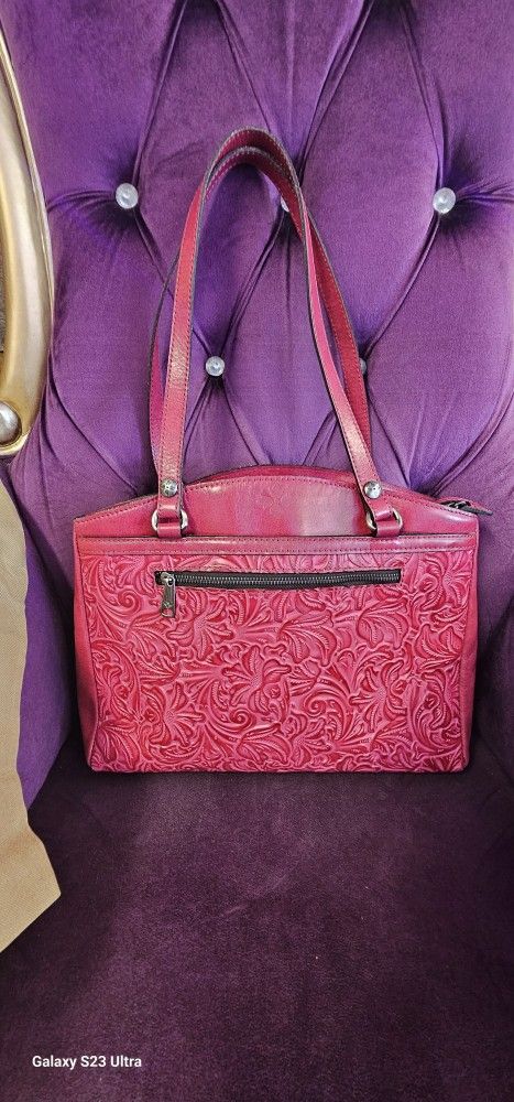 PATRICIA NASH RED LEATHER HANDBAG