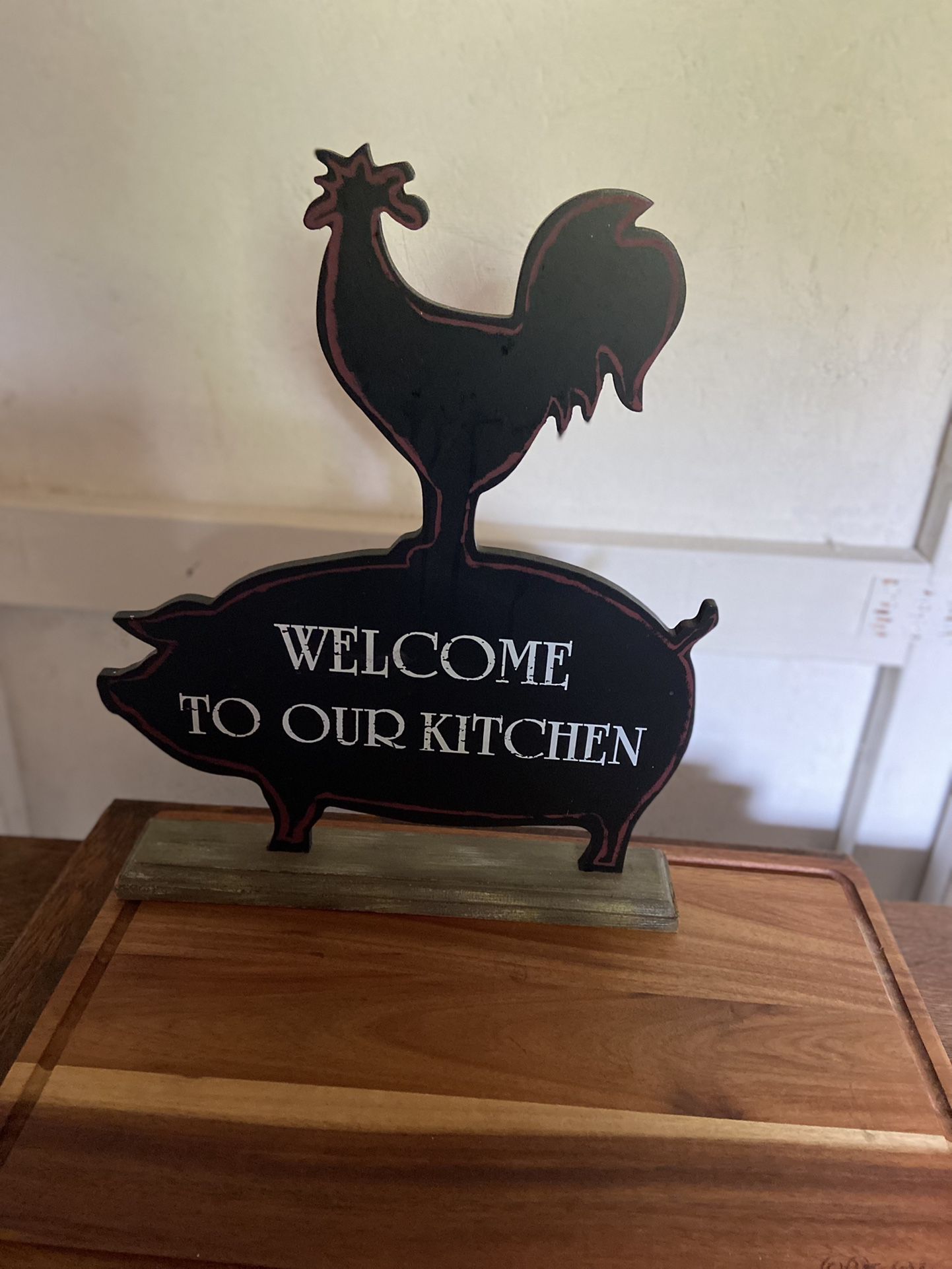 Cute Rooster / Pig Sign ! Perfect For The Kitchen