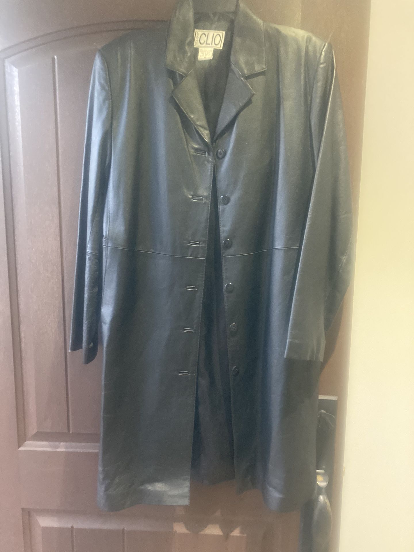 Women’s Coat, Leather Black Color 100% Leather In Perfect Condition