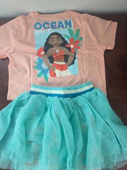 Disney Moana Girls 2-Piece Top and Tutu Skirt Set