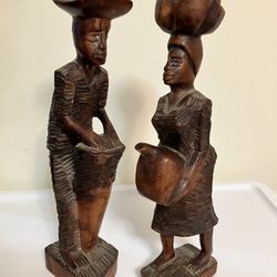 Vintage Wooden Hand Carved Tribal Statue Art