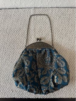 Vintage Brocade Coin Purse with Chain Handle