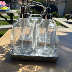 Glass Soap Dispenser With Tray