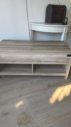 Gray Wood Grain TV Stand with Shelves