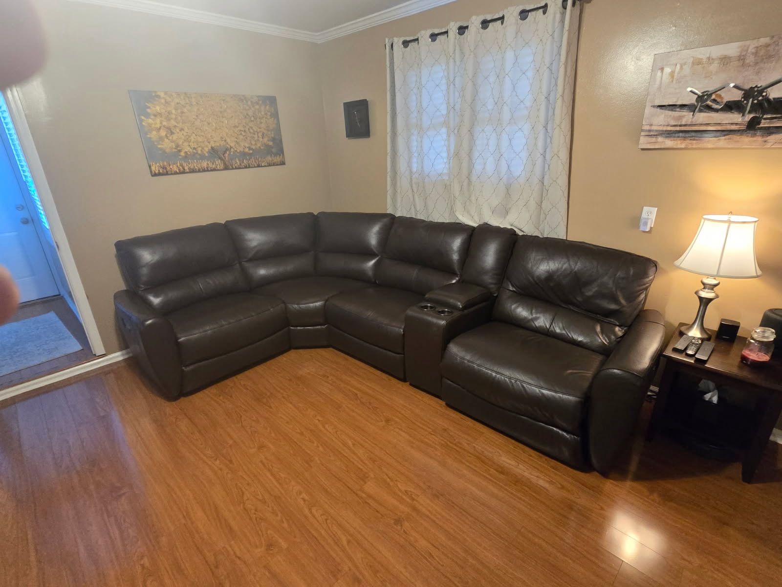 Black, Leather Sectional With Power Recliners from Macy’s Furniture