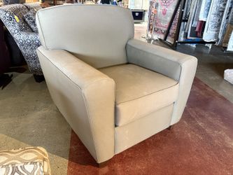 Clean Lined Track Arms Single Cushion Chair in Khaki Olive