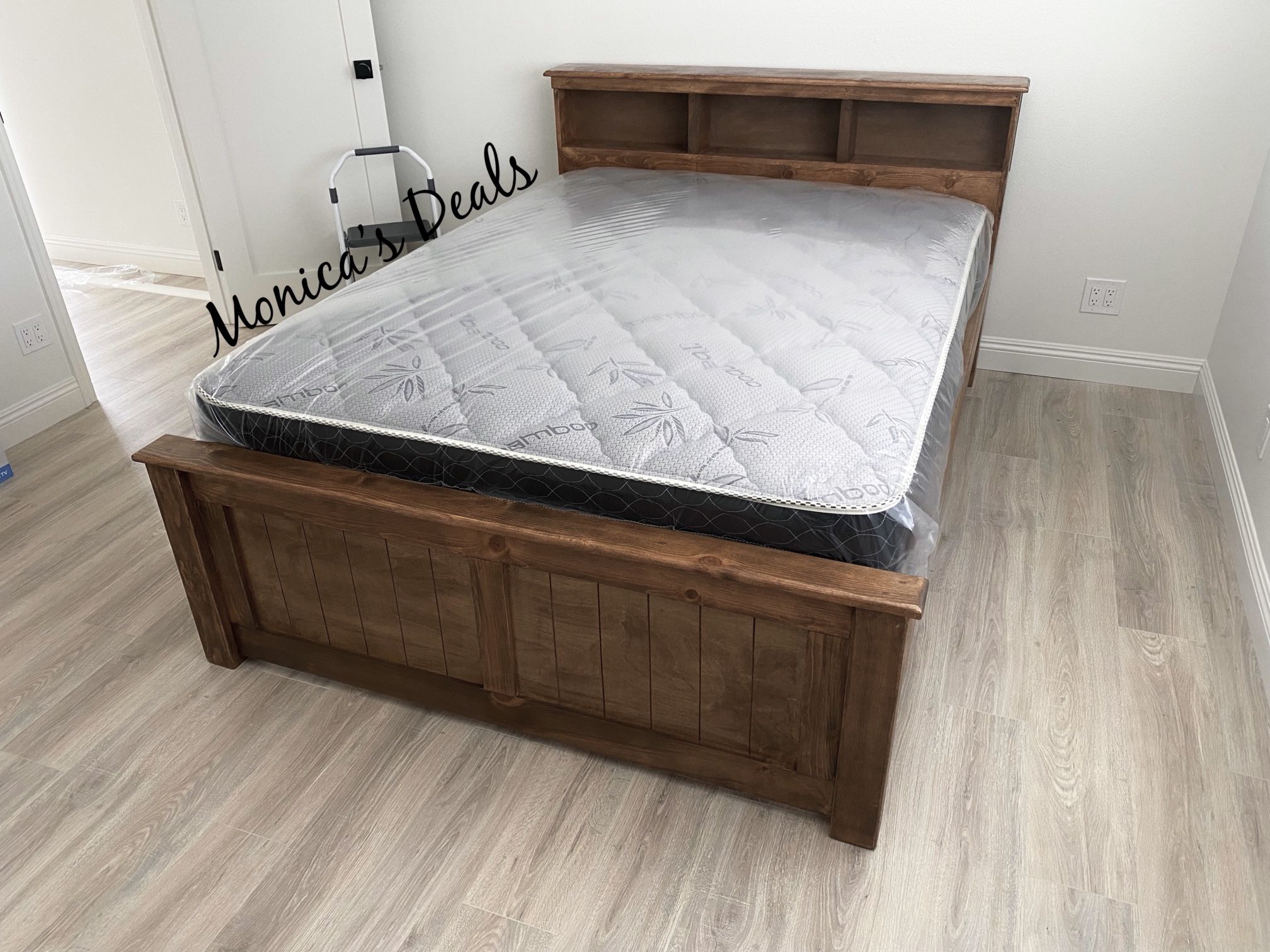 Queen Solid Wood Bed With Mattress $540
