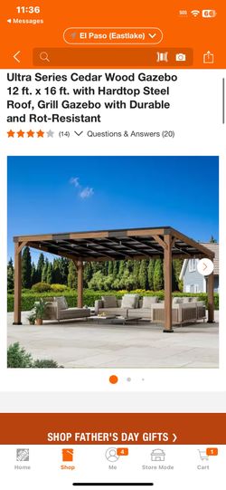 Ultra Series Cedar Wood Gazebo 12 ft. x 16 ft. with Hardtop Steel Roof, Grill Gazebo with Durable and Rot-Resistant
