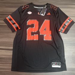 Adidas Miami Hurricanes #24 Black Premier Strategy NCAA Football Jersey XL 