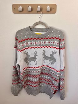 Tipsy Elves Ugly Christmas Sweater Men’s XL Gray Red