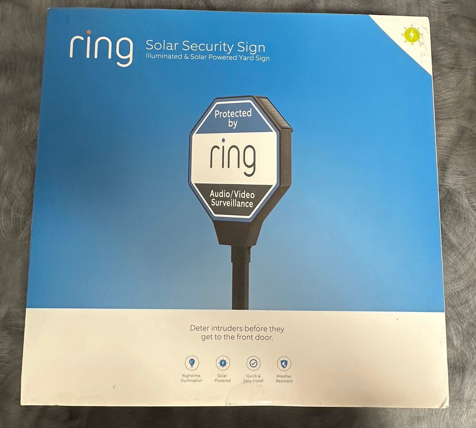 ring solar security sign- New- Never Opened