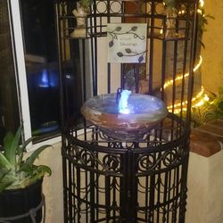 METAL WINE CAGE WATER FOUNTAIN 