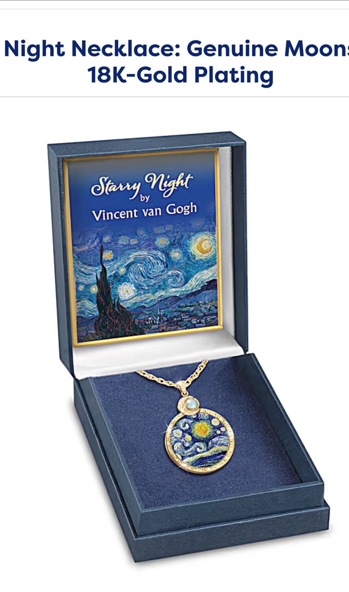 CHRISTMAS GIFT!!   Necklace Bradford Exchange “Starry Night” Gold Pendant 