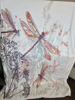 New Dragonflies & Flowers Throw Blanket 