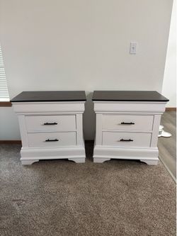 Solid wood white and stained nightstands 3 drawers