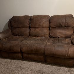 FREE!!! Brown Couch With Both Ends That Open/Recline