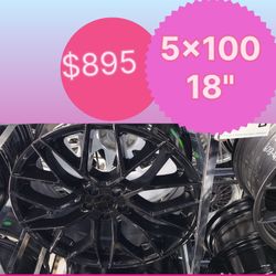 ​🖤 Gloss Black Custom Look ​Size & Fitment: 18" | 5x100 ​Price: $870 ​ Sleek, dark, and ready to roll. This deep gloss black multi-spoke design bring