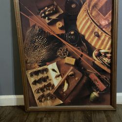 Michael Harrison Fishing Print Vintage 1992 Poster 22 x 28