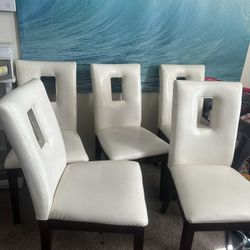 Set Of 5 White Dining Chairs 
