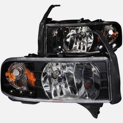 94-01 Dodge Ram Crystal Housing LED Headlights Black