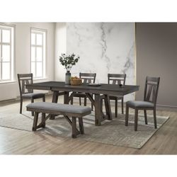 Brand New Grey 6pc Formal Dining Table Set