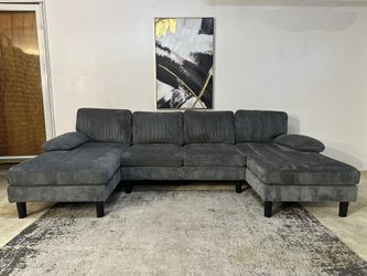 Gray 4-Seater U-Shape Sectional Couch