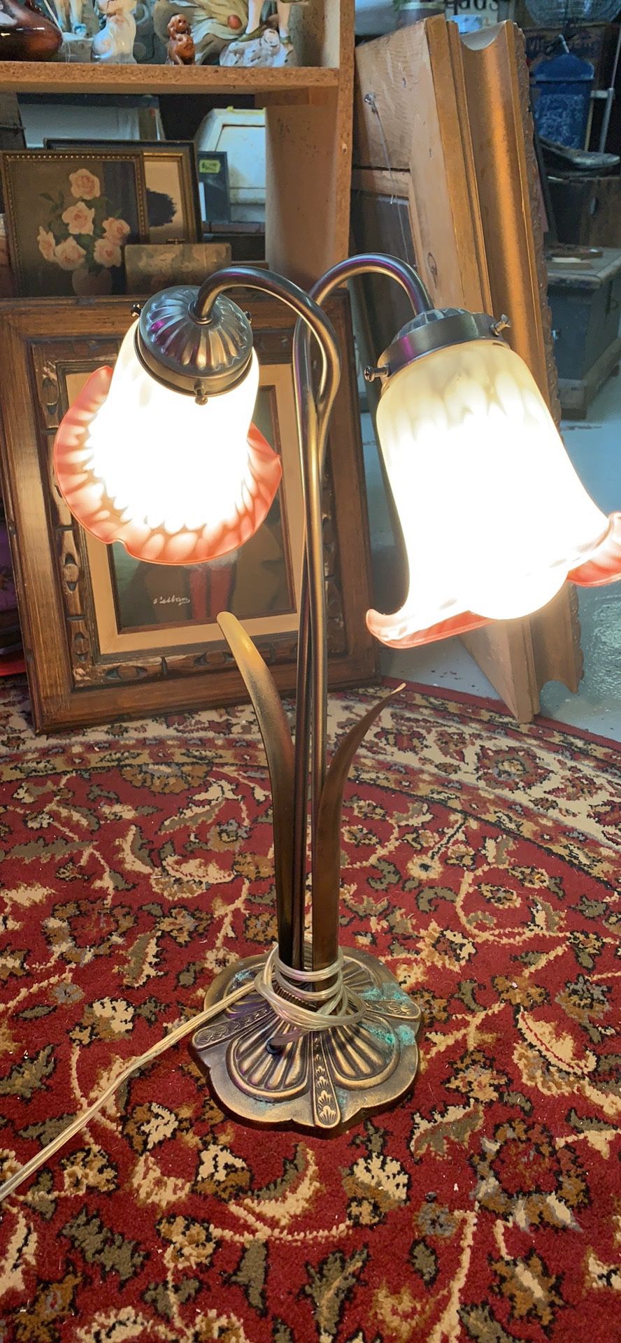 Vintage frosted glass lamp