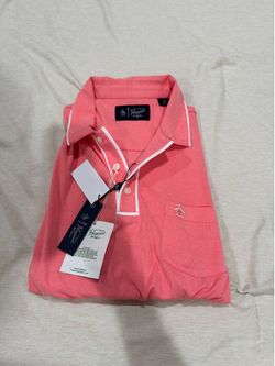 NWT Original Penguin Salmon Pink Pocket Polo Shirt - Size Medium