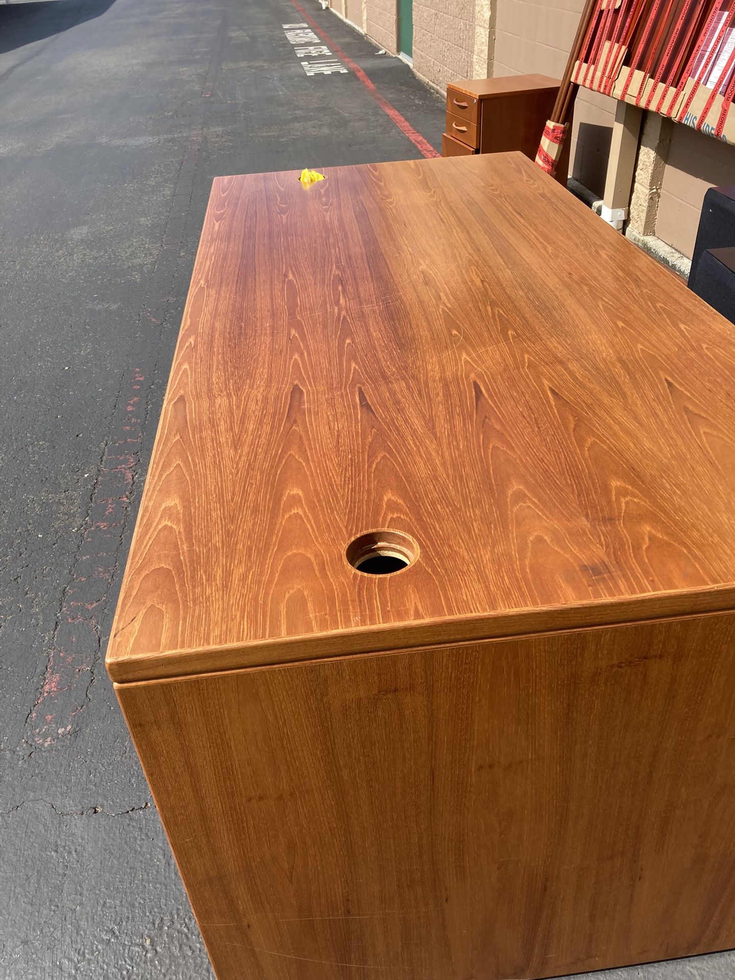 Teak Executive Desk And Matching File Cabinet