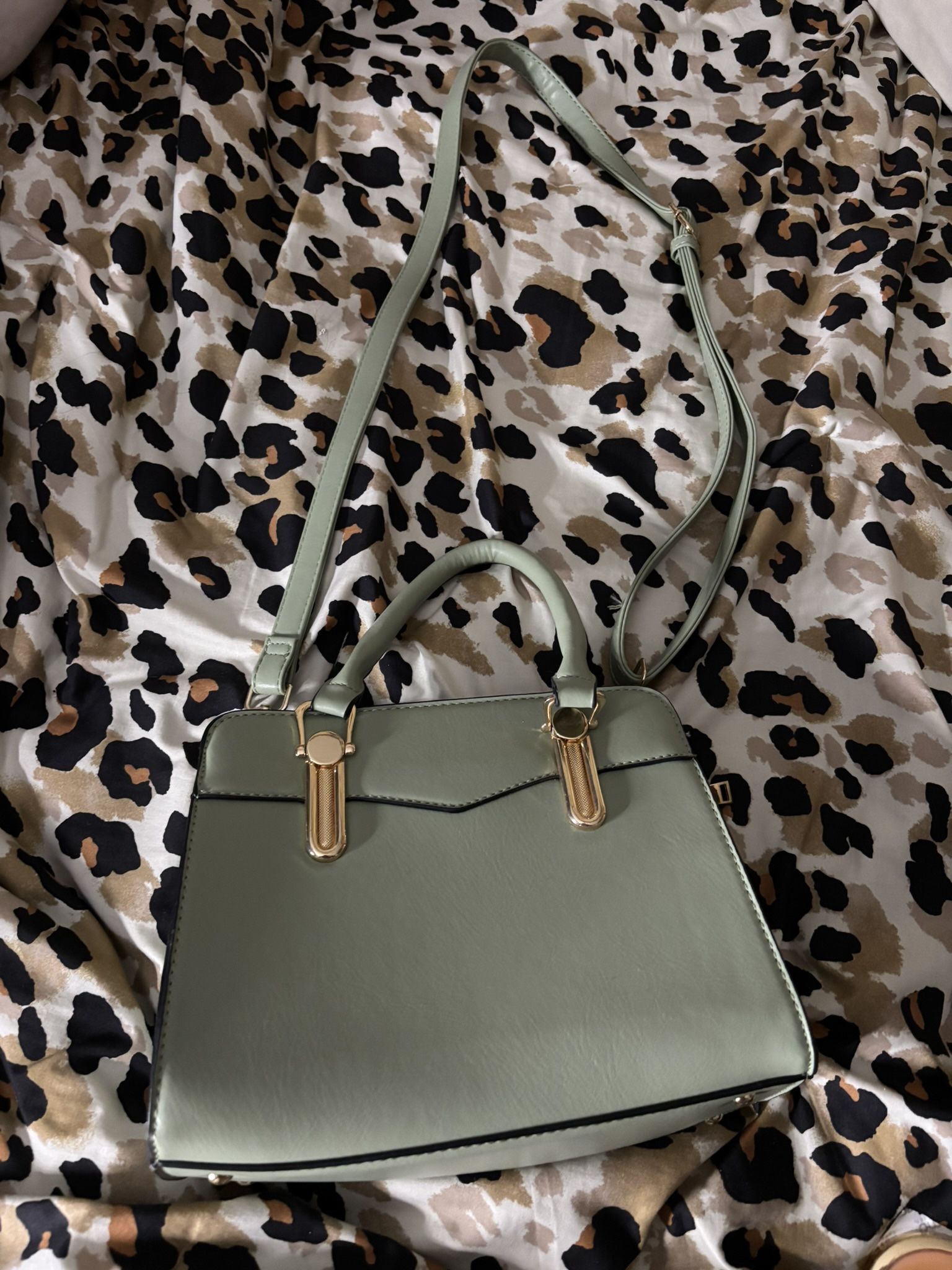 Green Purse With Flower Interior
