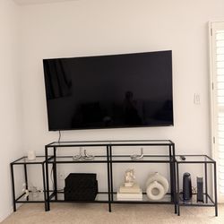 Black Metal TV Media Display Console Table Set