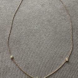 Mejuri Dainty 18k Gold Vermeil Lariat Necklace With White Sapphire 15” - 17”