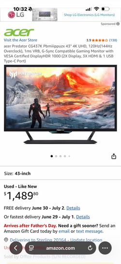 Predator  43 inch monitor