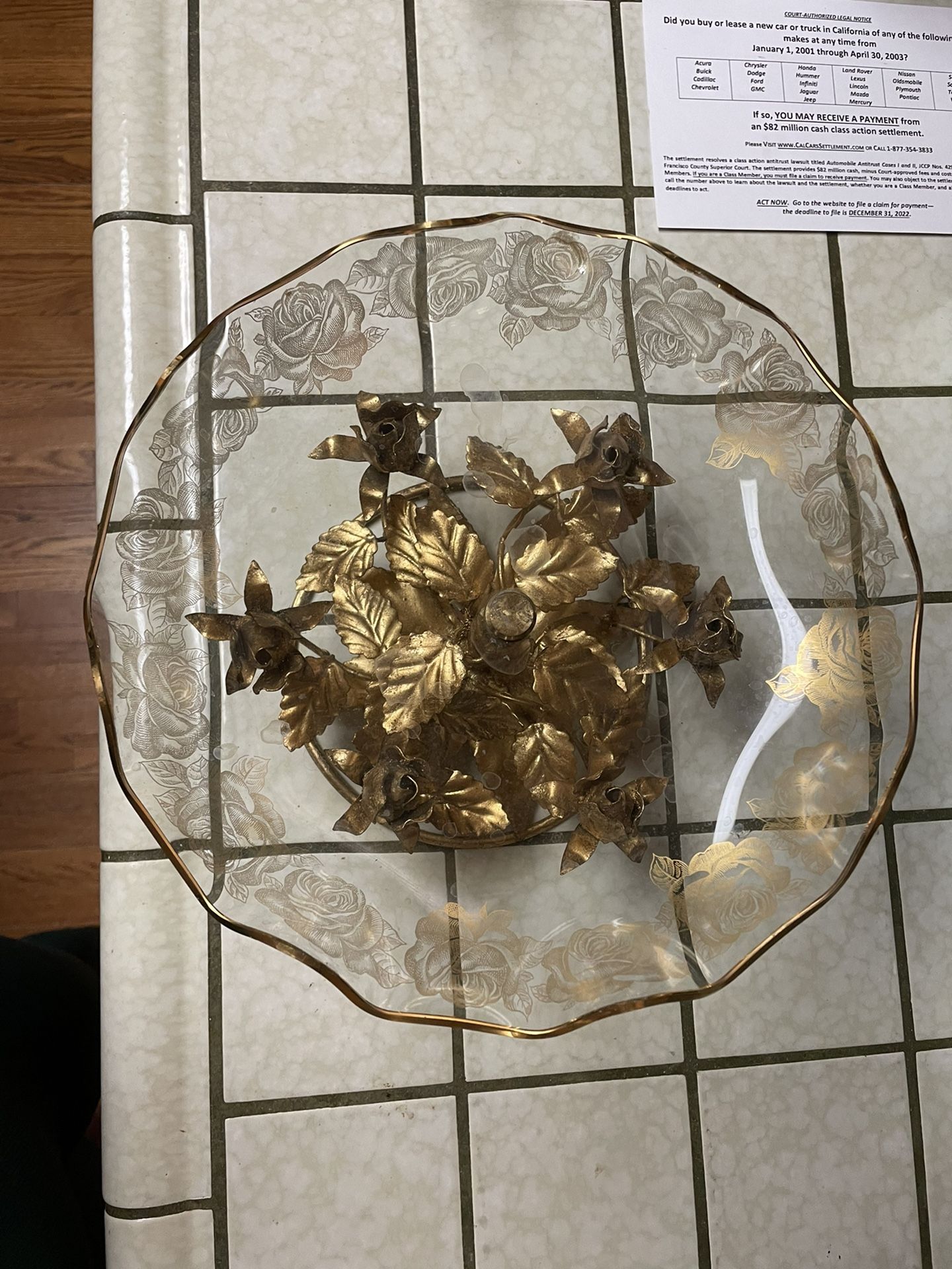 Antique Decorative Stand with Roses