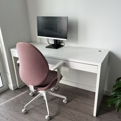 White Desk With Two Drawers 