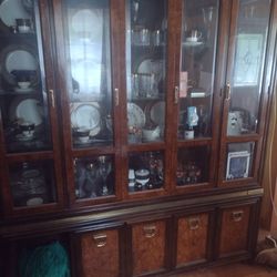 China Cabinet And Table And 8 Chairs 