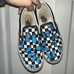 Butterfly Slip On Checkered Vans
