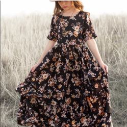 New Joyfolie Cedrica Dress in Black Floral kids size 7
