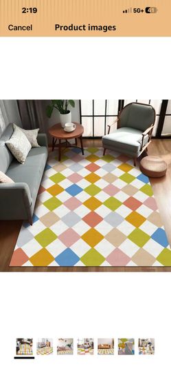 New Un Opened Checkered Washable Geometry Diamond Area Rugs 5x7 Modern Colorful Soft Large Carpet for Children's Room Living Room Entryway Bedroom Non