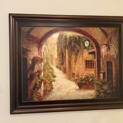 Set of 2 Large Framed Tuscan / Italian Countryside Wall Art
