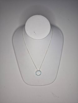 Signed SHB Studio The Circle Of Life Silver Necklace Womens W/ Blue Stones