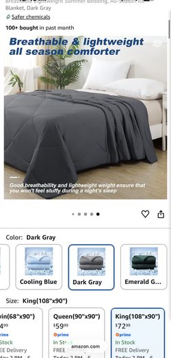 NEW in sealed box King Cooling Comforter 108x90 – Lightweight Breathable Dark Gray