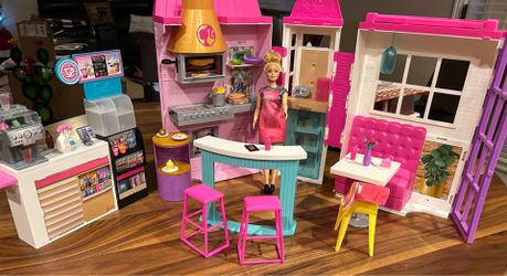 Barbie Playsets - “Coffee Shop” & “Cook ‘N Grill Restaurant” - Sold Together